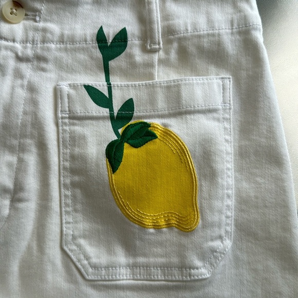 MAEVE by Anthropologie Colette Shorts Limoncello White w/ Lemon design Size 32 - Picture 2 of 10